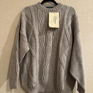 Vintage Doogan Donegal Cable Knit Fisherman Sweater Ireland Gray Men’s XL NWT
